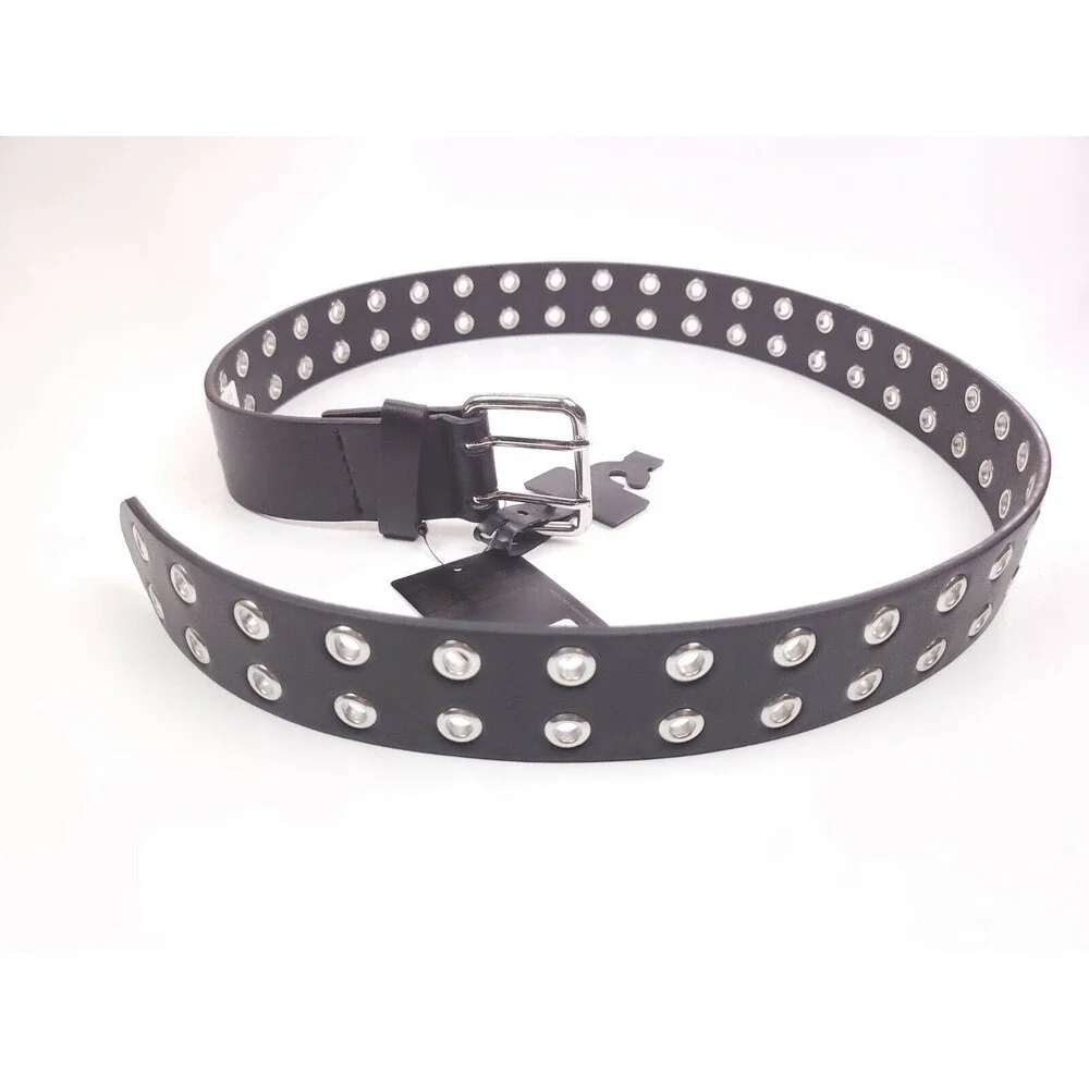 Forever 21 Faux Black Leather Double Grommet Hip Belt Size S/M